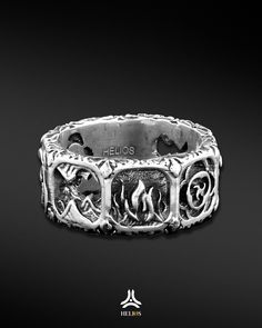 Material: Silver S925Handcrafted to the smallest detail. Specific: 10mm high, 3mm thickAccording to the Greek philosophers, people live based on 4 factors AIR - EARTH - FIRE - WATER. The ring as a symbol of revolving life. Taking us back to the beginning of its all, when an entity disappears, each element returns to its original state, creating an eternal loop that celebrates Mother's dramatic, powerful. At the same time, it also reminds people of her humility in front of the power she possesses Luxury Hand Forged Silver Rings, Symbolic Silver Ring With Hand Cast Details, Symbolic Silver Hand Forged Rings, Hand Forged Silver Heirloom Jewelry, Heirloom Hand Forged Silver Jewelry, Symbolic Silver Jewelry With Hand Cast Details, Silver Handcrafted Symbolic Jewelry, Symbolic Silver Jewelry With Hand Cast, Symbolic Hand Cast Silver Engraved Ring