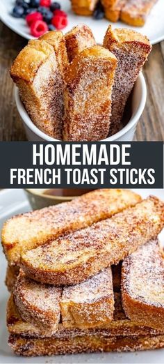 french toast sticks stacked on top of each other