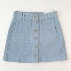 Light Blue Corduroy Skirt From American Eagle! Button Down And A-Line Mini Style. New Without Tags! From A Smoke And Pet Free Home :) Blue Corduroy, Corduroy Skirt, Mini Fashion, Button Downs, American Eagle Outfitters, American Eagle, Womens Skirt, A Line, Light Blue