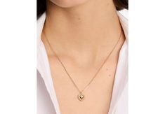 The prettiest display of affection: this pendant necklace featuring a high-shine heart. | Kate Spade Golden Hour Pendant Golden Hour, Chain Lengths, Cubic Zirconia, Kate Spade, Pendant Necklace, Chain, Pendant, Gold