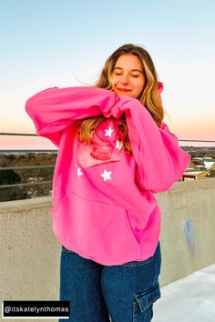 Custom Monogram Cowgirl Pink Hoodie – Spikes and Seams Monogram Prints, Cowgirl Hats, Pink Hoodie, Sustainable Brand, Custom Monogram, Cute Gifts, Quality Fabric, Night Out, Original Designs