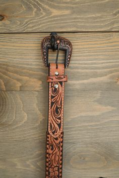 Flower Tooled Belt-Accessories-Crooked Horn Company, Online Women's Fashion Boutique in San Tan Valley, Arizona 85140 Tooled Belt, Tooled Leather Belts, Tool Belt, Tooled Leather, Leather Tooling, Leather Belt, Copper, Buckle, Tools