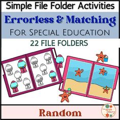 two pictures with the words error and matching for special education 22 file folders