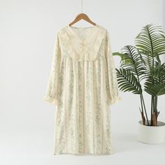 Experience elegance and comfort in our pastoral cotton nightgown, featuring double gauze layers, intricate lace, and bow details, perfect for stylish relaxation. Feminine Delicate Lace Nightgown For Loungewear, Cotton Ruffled Nightgown For Home, Cotton Ruffle Nightgown For Home, Cotton Nightgown With Ruffles For Home, Feminine Lace Nightgown For Sleep, Feminine Delicate Lace Nightgown For Sleep, Cotton Sleepwear With Delicate Lace For Loungewear, Cotton Nightgown With Lace Trim Long Sleeve, Cotton Long Sleeve Nightgown With Lace Trim