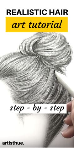 a woman's hair is shown with the text realistic hair art tutor step by step