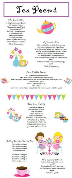 a poster with some words on it that say tea party and there is also an image of