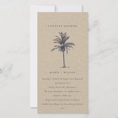 a palm tree is shown on top of a card