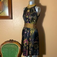 Gorgeous Etro Gold Pattern Print Silk Mini Dress. High Neck, Silk, Multicolored A Line Fit & Flare Mini. Made In Italy. Size 38/4. Never Used. Hurry This Wont Last. Elegant Multicolor Midi-length Dresses, Elegant Multicolor Midi Dresses, Elegant Multicolor Midi Length Dresses, Multicolor Silk Dress For Night Out, Elegant Multicolor Dresses For Night Out, Elegant Multicolor Knee-length Midi Dress, Elegant Floral Print Mini Dress For Evening, Elegant Floral Mini Dress For Evening, Elegant Sleeveless Multicolor Midi Dress