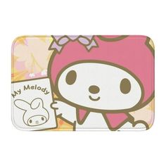 a cartoon character is holding up a hello kitty notepad with the name my melody on it