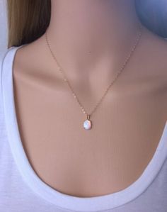 Opal Pendant Necklace in 14K Gold Filled. October Birthstone Necklace. Small, Oval Opal Gemstone. Gifts for Women and Girls - Etsy