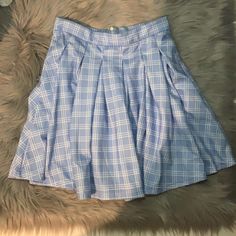 Never Worn Brand New, Very Comfortable And Cute Xs But Would Also Fit A Small Preppy Blue Mini Length Bottoms, Preppy Skort For School In Spring, Casual Blue Pleated Tennis Skirt, Preppy Blue Cotton Skirt, Light Blue Casual Mini Tennis Skirt, Casual Blue Mini Pleated Skirt, Blue Tennis Skirt For School, Blue Casual Pleated Skirt With Pockets, Casual Light Blue Mini Tennis Skirt