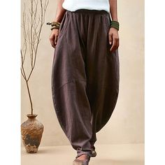 Season:Fall,Summer; Fabric:Cotton And Linen; Gender:Women's; Style:Casual,Simple; Elasticity:Micro-elastic; Occasion:Daily Wear,Vacation,Street,Daily,Going out; Function:Breathability,Comfortable,Soft,Comfort; Waistline:High Waist; Pattern:Plain; Design:Pocket,Elastic Waist,Baggy; Pants Type:Pants Trousers,Chinos,Bloomers,Baggy Pants; Front page:FF; Listing Date:07/31/2023; Production mode:External procurement; Hips:; Length:; Waist:; Pants Length:Full Length Linen Art, Celana Fashion, Chino Pants Women, Womens Chinos, Cotton Linen Pants, Solid Color Pants, Linen Casual, Moda Boho, Graduation Outfit