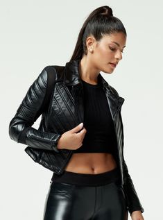 Say goodbye to sacrificing comfort and range of motion for style. The ACCELERATION ASYM MOTO MESH JACKET is designed with power mesh inserts, adjustable lace-up back, and quilted leather panels to provide unrestricted mobility and all-day comfort, while the side zip pockets, zipper on cuffs and pockets, and breathable power mesh allow for chic practicality. Experience a perfect harmony of luxury and comfort. FEATURES & BENEFITS Adjustable Lace-Up Back Side Zip Pockets Power Mesh Inserts For Rang Cropped Moto Jacket, Mesh Jacket, Susan Sarandon, Climate Control, Perfect Harmony, Women Lifestyle, Leather Style, Range Of Motion, Quilted Leather