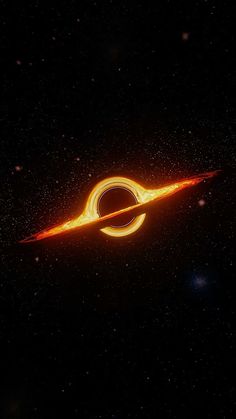 an image of a black hole in the sky with a bright orange ring around it