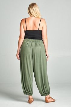 So Comfortable! Plus Size Rayon Jersey Relaxed Fit Jogger Pants with stretchy waistband, and elastic ankles, and side pockets. 95% Rayon Jersey 5% Spandex. Stay Sexy! Casual Leggings With Side Pockets And 4-way Stretch, Versatile Stretch Ankle-length Harem Pants, Comfortable Stretch Solid Harem Pants, Stretch High Waist Harem Pants For Loungewear, Comfortable Stretch Harem Pants, Versatile Stretch Harem Pants With Elastic Waistband, Stretch Harem Pants With Side Pockets, Stretch High Waist Harem Pants With Elastic Waistband, Stretch Harem Pants With Elastic Waistband For Yoga