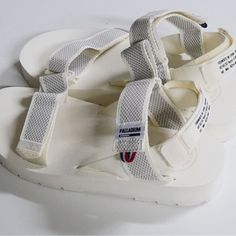 Palladium Brand New Sandals White Sport Sandals With Ankle Strap For Vacation, White Ankle Strap Sport Sandals For Summer, White Ankle Strap Sport Sandals For Beach, White Flat Platform Sport Sandals, White Round Toe Sport Sandals For Summer, White Closed Toe Sport Sandals For Summer, White Open Toe Sport Sandals For Summer, White Open Toe Sport Sandals For Spring, White Sport Sandals For Spring And Summer