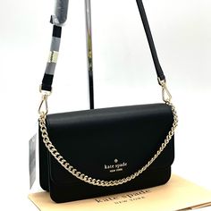 Brand New With Tag Kate Spade Madison Small Flip Crossbody Bag Product Details Measurements 8" W X 4.92" H X 2" D Color: Black Features Strap Drop: 24" Metal Pinmount Logo With Spade Closure Type: Snap Closure Dust Bag Included: No Exterior: Back Slip Pocket Materials Saffiano Leather Lining: Two Way Script Logo Lining Imported Kate Spade Black Shoulder Bag For Evening, Kate Spade Black Evening Shoulder Bag, Black Kate Spade Shoulder Bag For Evening, Kate Spade Travel Bag With Chain Strap, Kate Spade Everyday Bags With Chain Strap, Kate Spade Shoulder Bag With Chain Strap, Kate Spade Shoulder Bag With Chain Strap For Travel, Black Kate Spade Bag With Chain Strap, Kate Spade Evening Bag With Adjustable Strap