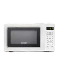 a white microwave oven sitting on top of a counter