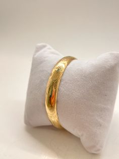 Beautiful Engraved Gold Bracelet 14k Gold  7 3/4 Inches Elegant Gold Band Bracelet, Elegant Gold Band Cuff Bracelet, Luxury Engraved Round Bracelets, Hallmarked Yellow Gold Cuff Bracelet For Formal Occasions, Luxury 14k Stamped Bangle Gift, Formal Hallmarked Yellow Gold Cuff Bracelet, Formal Yellow Gold Hallmarked Cuff Bracelet, Elegant Gold Band Bangle, Elegant Gold Band Jewelry