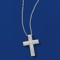 Ross-Simons - 1.00ct t. w. Baguette, Round Diamond Cross Pendant Necklace. 20". Show your faith with a sparkling look. This glistening 1.00 ct. t. w. baguette and round diamond cross shines in polished 14kt white gold and suspends from a classic rope chain. Perfect as a special statement piece or gift for a holiday or religious milestone. Springring clasp, diamond cross pendant necklace. Diamond birthstones are the perfect gift for April birthdays. Fine Jewelry With Diamond White Baguette Diamonds, Fine Jewelry With Baguette Diamonds In Diamond White, Diamond White Baguette Diamonds Fine Jewelry, Platinum Baguette Diamond Necklace, Timeless Cubic Zirconia Jewelry With Baguette Diamonds, Fine Jewelry With Baguette Cut And Pave Setting, Fine Jewelry With Pave Setting And Baguette Cut, Silver Baguette Cubic Zirconia Jewelry, Fine Jewelry With White Baguette Diamonds