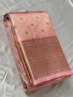 Bridal Collection Light Pink Color Pure Kanchipuram Silk Saree | Indian Traditional Ethnic Saree | Wedding or Party Wear Saree | Handwoven Gift Saree for Her Product Details : Saree Type : Pure Kanchipuram Silk Saree Golden Zari, Silk Mark Certified Blouse Piece : Yes (Un-Stitched) Saree Length : 5.5 Meters Blouse Piece Length : 80 cm Saree Weight : 0.9 kg Saree Fabric : Pure Kanchipuram Silk  Color : As shown in the picture Work : weaving Pattern : designer Occasion: Party Wear, Formal Wear, Fe Silk Saree Colours, Kanjipuram Saree, Saree Golden, Tassels Blouse, Ethnic Saree, Color Combinations For Clothes, Party Wear Saree, Ethnic Sarees, Kanjivaram Sarees