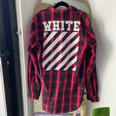 Never Worn. Comes From Clean, Smoke-Free, Pet-Free Home. White Shirts, Plaid Print, White Plaid, Casual Shirts For Men, Casual Button Down Shirts, Button Downs, Red White, Red And White, Button Down Shirt