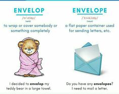 an envelope and teddy bear with the words envelope