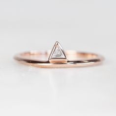 Triangle Diamond, Triangle Ring, Minimal Ring, Geometric Ring, Gold Gift, Unique Diamonds, Diamond Wedding Band, Stacking Ring