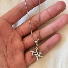 y2k style silver chrome star stacked pendant necklace these chains are unisex  stainless steel chain brand new