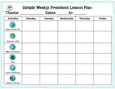 the simple weekly preschool lesson plan is shown in this printable version, which includes activities for