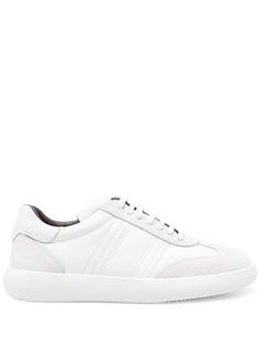 chalk white/off-white calf leather smooth grain suede trim panelled design round toe logo patch at the tongue seam detailing branded leather insole leather lining logo at the sole flat rubber sole front lace-up fastening Classic White Suede Sneakers, White Suede High-top Sneakers With Perforated Toe Box, White Calf Leather Sneakers With Textured Sole, White Suede High-top Sneakers With Perforated Toe, White Suede Sneakers With Rubber Sole, Modern White High-top Sneakers With Stitched Sole, White Leather High-top Sneakers With Textured Sole, White Leather Sneakers With Stitched Sole, White Suede High-top Sneakers With Textured Sole