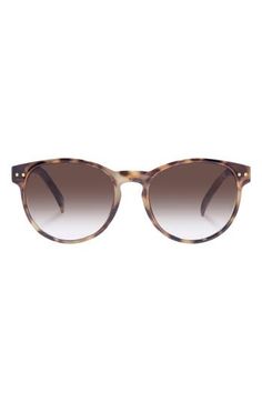 A rounded silhouette and keyhole bridge add a retro aesthetic to everyday sunnies with full-coverage UV protection. 54mm lens width; 12mm bridge width; 135mm temple length 100% UV protection Recycled polycarbonate Imported Tortoiseshell Sunglasses With Gradient Round Frame, Tortoiseshell Sunglasses With Gradient Lenses For Everyday, Everyday Tortoiseshell Sunglasses With Gradient Lenses, Retro Aesthetic, Eyewear Sunglasses, Tortoise, Uv Protection, Round Sunglasses, Sunnies