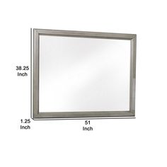 a large mirror is shown with measurements for the size and width in front of it