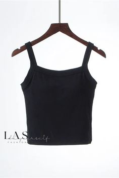 Lasaky - Ladies Moisture-Wicking Cotton Camisole with Spaghetti Straps and Integrated Shelf Bra Black Camisole With Wide Straps For Summer, Black Summer Camisole With Wide Straps, Black Seamless Summer Vest, Seamless Black Summer Vest, Casual Black Camisole With Wide Straps, Casual Black Vest With Spaghetti Straps, Cotton Camisole, Shelf Bra, Fabric Names