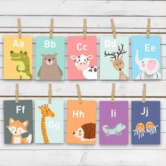 children's alphabet wall hangings with animals on them