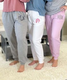 What is better than a pair of super duper comfy monogrammed sweatpants? These Monogrammed Unisex Bella + Canvas Sponge Jogger Sweatpants feature pockets and a drawcord. The softness of these joggers are unmatched! Whether running errands or just lounging around the house, why not do it in style with our Personalized Bella + Canvas Jogger Sweatpants! Makes a great monogrammed gift! Add a monogram and personalize with your own thread color option!  * 7 oz., 52/48 Airlume combed and ringspun cotton Comfortable Letter Print Joggers For Loungewear, Comfortable Loungewear Joggers With Letter Print, Letter Print Athleisure Pants For Loungewear, Relaxed Fit Letter Print Joggers, Relaxed Fit Letter Print Sweatpants, Comfortable Relaxed Fit Sweatpants With Letter Print, White Joggers With Side Pockets For Loungewear, Casual Relaxed Fit Sweatpants With Letter Print, White Sweatpants With Pockets For Lounging