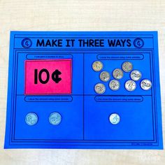 make it three ways money sorter for kids to practice counting and adding ten dollars