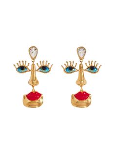 [vc_row][vc_column width=”1/3″][vc_column_text text_larger=”no”] Schiaparelli Schiaparelli Visage Earrings Face earrings in gilded brass. Enamel eyes.   Clasp with clip and stem. Schiaparelli Visage Earrings has been a staple of the fashion world for decades. From the runway to the red carpet, these earrings have been seen on some of the most stylish celebrities and trendsetters. From the classic pearl drop earrings to the more modern and daring designs, Schiaparelli Visa Design Your Own Shoes, Stylish Celebrities, Bronze Earrings, Face Earrings, Eye Frames, Timeless Accessories, Fashion World, Pearl Drop Earrings, The Red Carpet