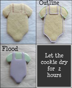 four different pictures of cookies with the words cutline and cookie dry for 2 hours