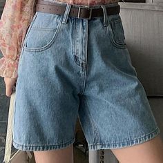 FREE SHIPPING ON ALL ORDERS OVER $50 | 100% SATISFACTION GUARANTEED Click "ADD TO CART" To Get Yours Now | Up To 60% OFF ✨  The Arimonz Women Denim Shorts High Waist Belted Loose Short Jeans Mom Shorts is a wardrobe staple for the season. This pair comes with a not-so-right rise and a mid-rise waist that will soften your look and shape your silhouette. The denim short jeans have an elastic waistband, belt loops, and 4 pocket design. The straight-leg style is super cozy and worn without being ove Women Denim Shorts, Streetwear Shorts, Female Shorts, Summer Streetwear, Basic Shorts, Short Jeans, Loose Shorts, Mom Shorts, Denim Shorts Women