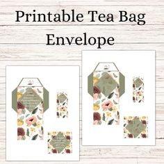 printable tea bag envelope with flowers on it