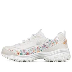 (WMNS) Skechers D'Lites 1.0 Low Running Shoes White 149465-WHT (SNKR/Cozy/Casual/Low Top/Women's/Breathable) Walking Sneakers With Laces For Spring, White Textile Sneakers For Spring, White Synthetic Sneakers For Walking, White Sneakers With Laces For Walking, White Walking Sneakers With Laces, White Sneakers For Walking In Spring, White Sneakers For Spring Walking, Casual White Running Shoes For Walking, White Lace-up Sneakers For Walking