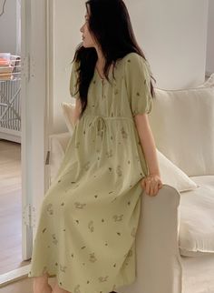 Material: 100% Cotton 1 Size Fits 155 - 175cm up to 55-65kg Washing tips: Gentle cycle with similar colored clothings. DO NOT TUMBLE DRY Cute Pajama Outfits, Cute Night Outfits, Pajama Ideas, Casual Home Outfits, Indoor Outfits, Night Dress Women, Korean Fashion Women Dresses, Pajamas Dress, Normal Style