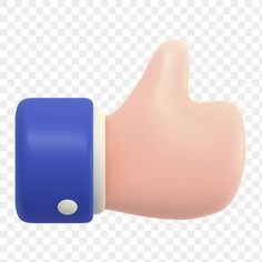 a thumbs up hand with a blue button on it