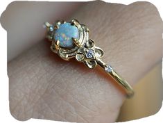 Chantilly Lace, Contemporary Design, Timeless Elegance, Opal, Rose Gold, Collage, Ring, Lace, Gold