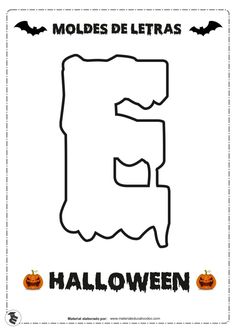 the letter e is for halloween with pumpkins