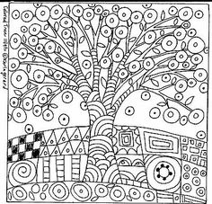 a coloring page with an image of a tree in the middle and lots of circles around it