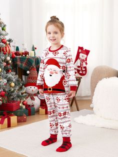 Complete your family's Christmas look with these matching pajama sets, including adult, kid, baby and pet sizes. The large Santa Claus pattern and Christmas-themed background add a festive touch to your holiday moments.
* Please add each size separately to your shopping cart.
* Piece of product: Each size includes 1 set of pajamas (1 top+1 bottom), 1 romper, or 1 pet bandana.
* For children's safety, pajamas should be snug-fitting or flame-resistant. These kids' and babies' pajamas are flame-resistant.
* Drawstring waistband and pockets for adults.
* Fabric characteristics: Soft and comfortable.
* Neckline: Round neck.
* Sleeves: Long sleeves.
* Style: Matching Christmas family pajamas.
* Fit: Moderate fit.
* Length: Moderate length.
* Source of goods: Imported.
* Supplier: PatPat. Matching Pajama Sets, Christmas Family Pajamas, Matching Christmas Family, Matching Pajama, Pajamas Sets, Sleeves Style, Family Christmas Pajamas, Matching Pajamas, Family Pajamas