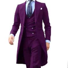 ad eBay - Long Coat Chinese Red Men Suits Gentle Blazer 3 Pieces (Jacket+Vest+Pants) - Buy Now, click the link (eBay) Fitted Double-breasted Purple Blazer, Fitted Purple Double-breasted Blazer, Purple Three-piece Business Suit With Notch Lapel, Hp Oc, Blazers Men, Purple Coat, Jacket Vest, Saint James, Suit Separates