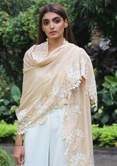 Woven from a fine silk and wool blend, this beige scarf features a bold scalloped edging in a double colour lace border created from a combination of a contrasting ivory and tonal beige colour. A very fashionable and contemporary addition to any day or evening wear all year-round. Beige Scarf, Beige Silk, Beige Colour, Lace Border, Silk Wool, New Launch, Scalloped Lace, Religious Gifts, Wool Scarf